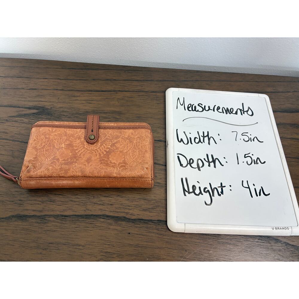 The Sak Iris Leather Wallet Camel Floral Embossed Smart Phone Missing Strap - Picture 9 of 9